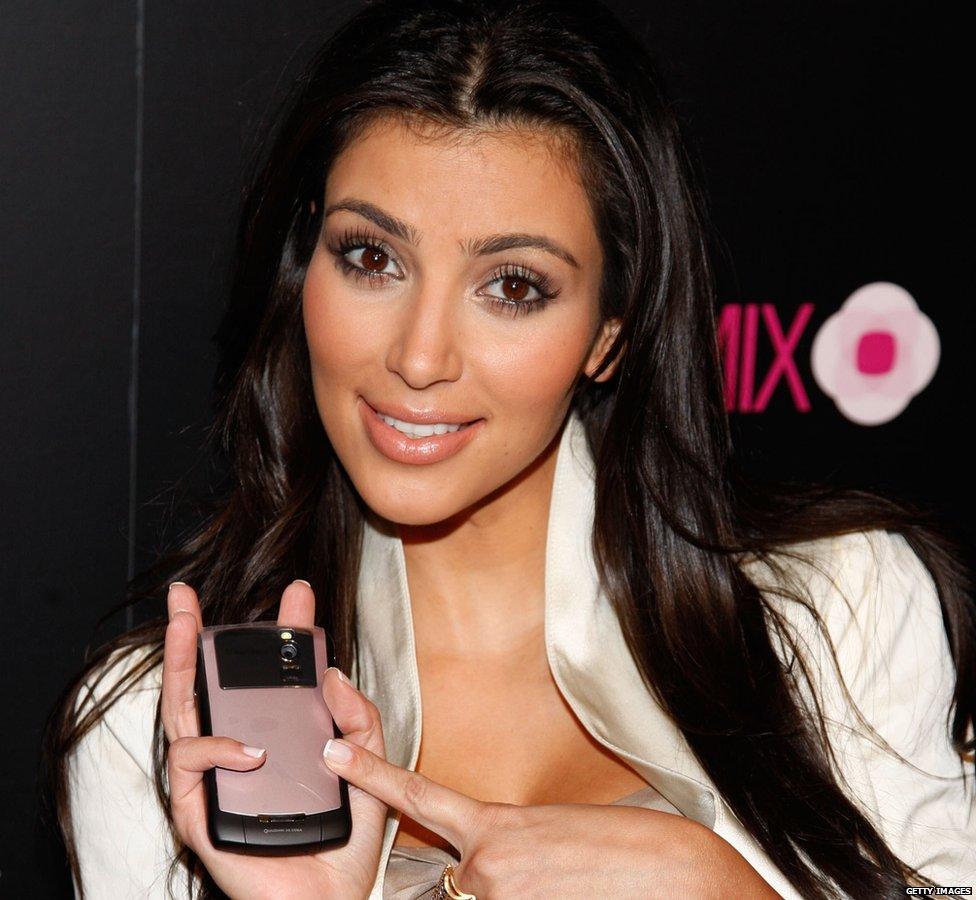 Kim Kardashian at the launch of the Blackberry 8330 Pink Curve in 2008