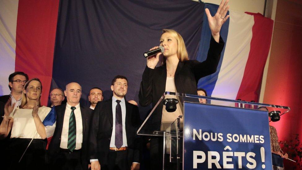 Marion Marechal-Le Pen greets supporters (6 Dec)