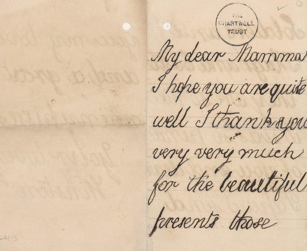First page of Churchill’s earliest surviving letter, written to his mother, postmarked 4 Jan 1882 (Churchill was aged just seven). All images are reproduced with the permission of the Sir Winston Churchill Archive Trust. Images of the speech and childhood letter are also copyright of the Estate of Winston S Churchill courtesy of Curtis Brown, London