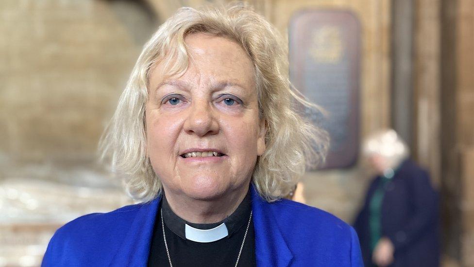 Rev Prebendary Angela Berners-Wilson inside Bristol Cathedral