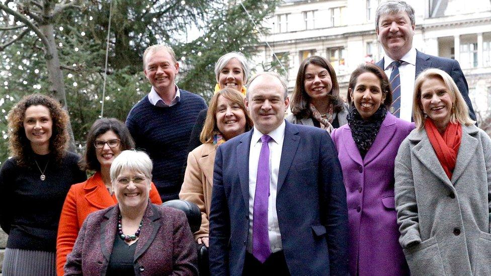 Ten of the 11 Lib Dem MPs elected at the 2019 election, pictured with the then president of the party Sal Brinton (Jamie Stone not pictured)