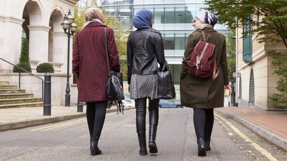 women in headscarfs in London