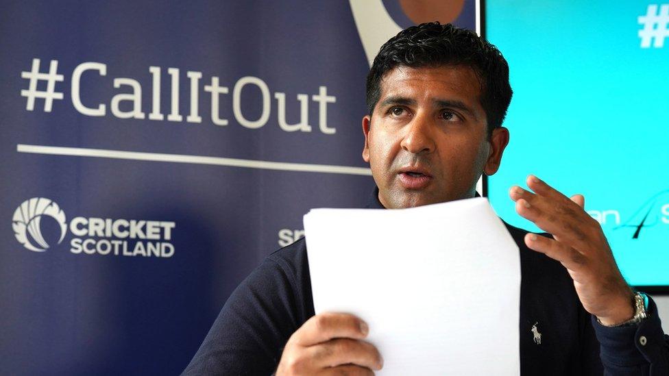 Majid Haq during a press conference in July