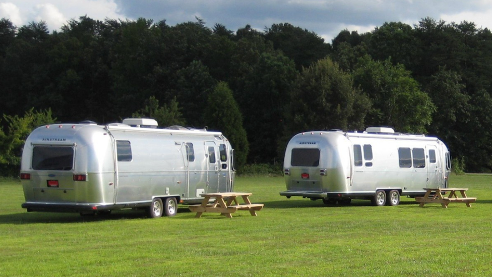 Two Airstream caravans