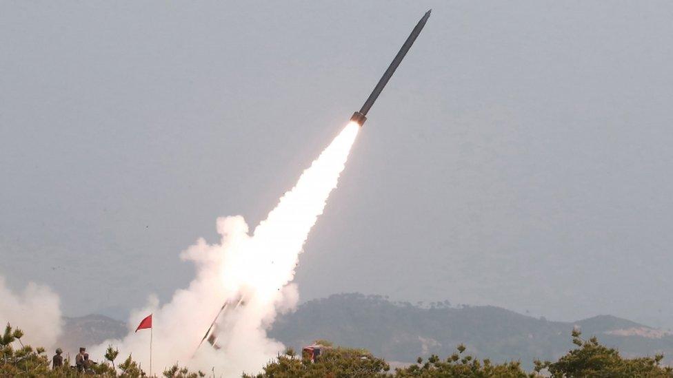 Rocket being fired in North Korea, 4 May 2019