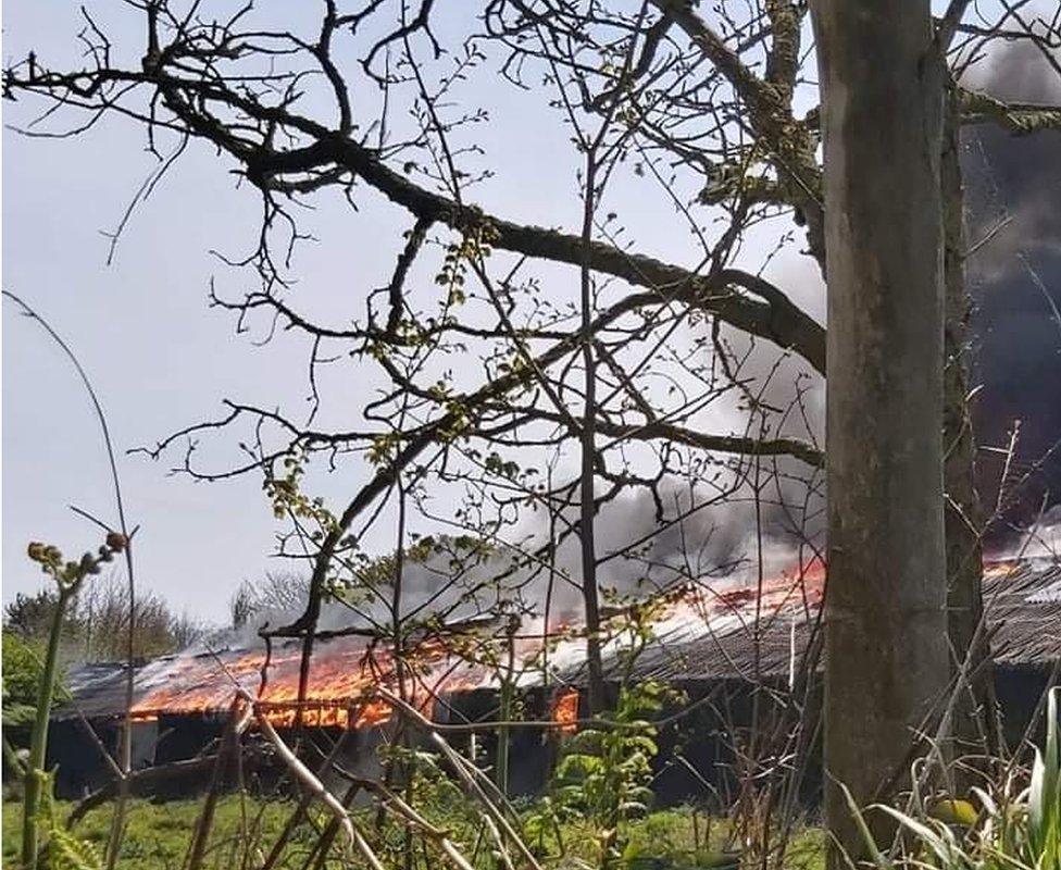 Barn on fire