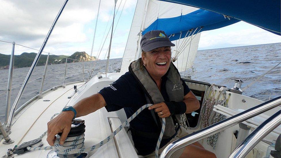 Pippa Turton on board a sailing boat