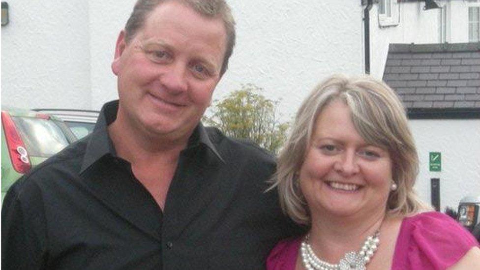 Judith with her husband, Gwilym, at Sioned's wedding