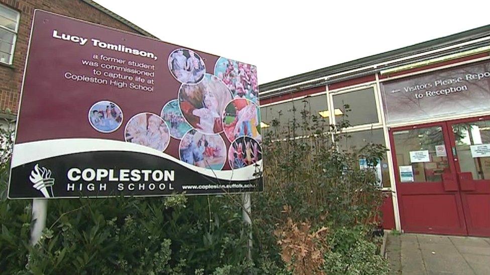 Signage showing Copleston High School, Ipswich