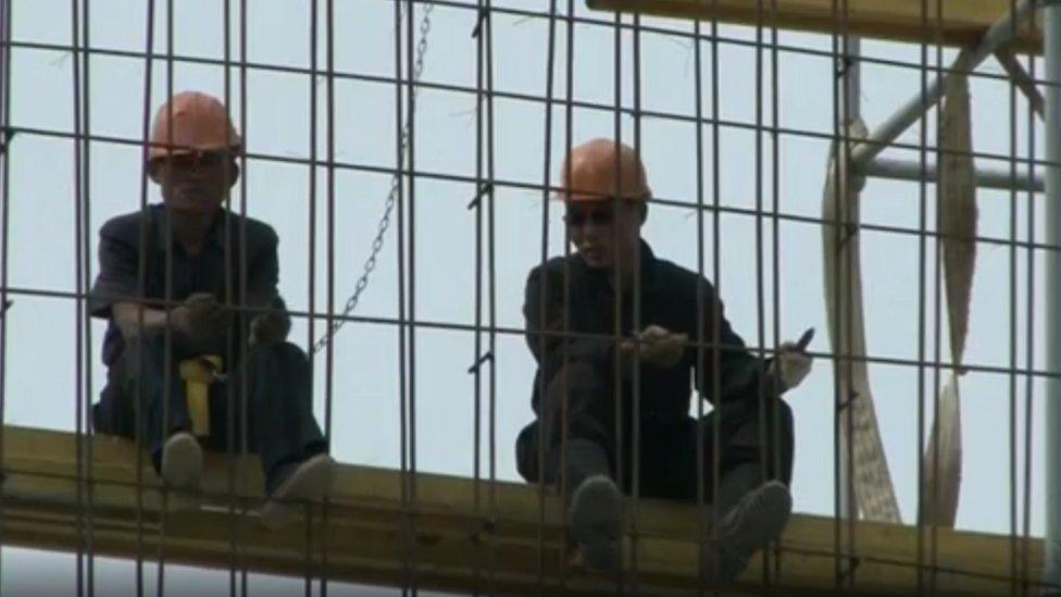 North Korean workmen