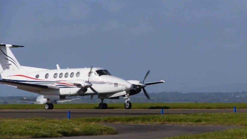 a plane at Cardiff airport