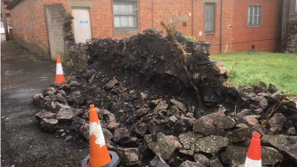 St Mary's, in Barry, where a wall collapsed this week