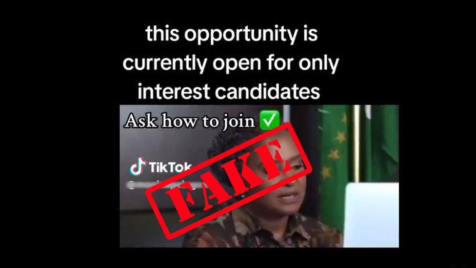 A screengrab taken from a fake TikTok account showing Monica Geingos appealing for money. The text says: "This opportunity currently open for only interest candidates".