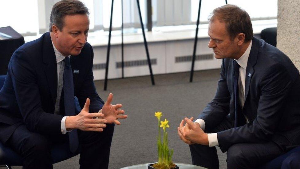 European Council President Donald Tusk (right) wit David Cameron