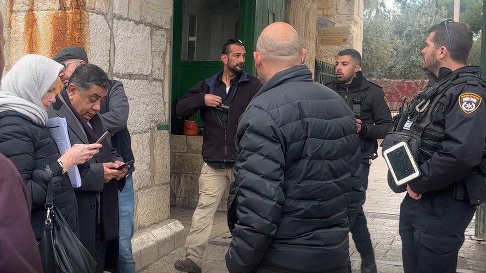 Lord Ahmad (left) at entrance to the holy site (12/01/23)