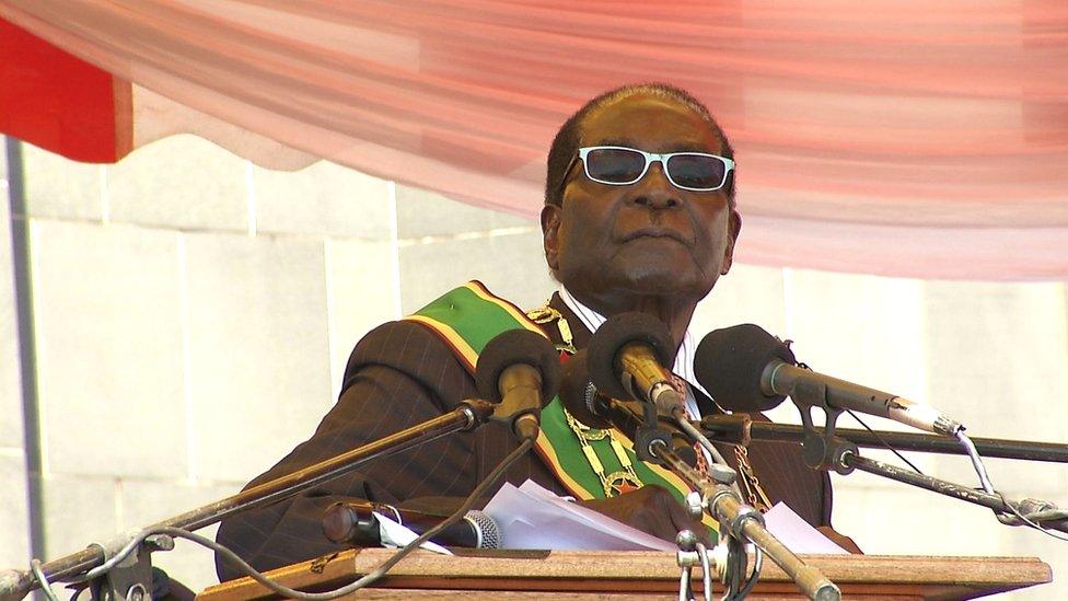 Robert Mugabe making his speech