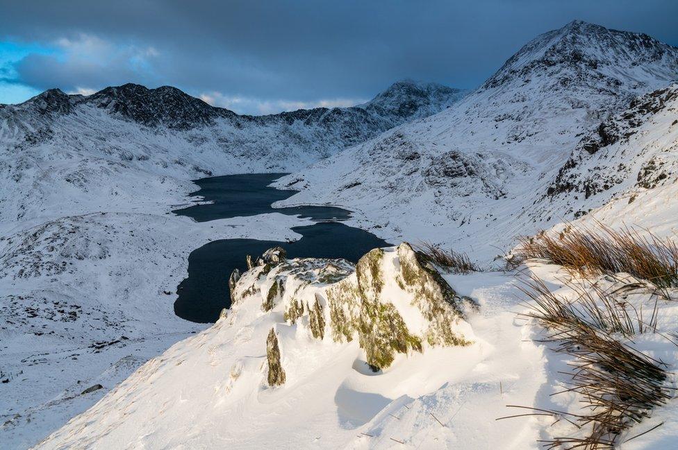 Snowdon Horns Sunrise in the Snow