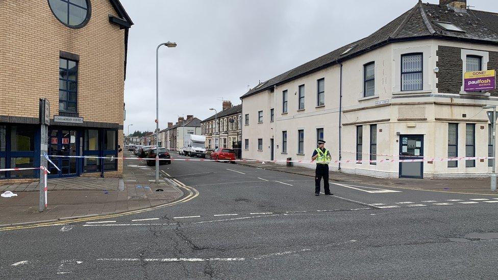 Splott Road area cordoned off on Monday morning