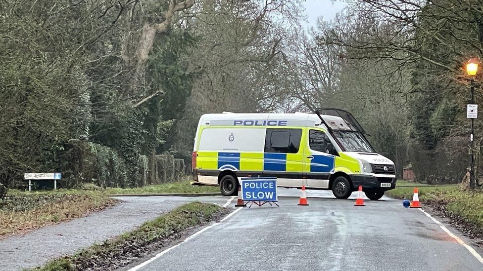 The Ridings, in Rothley, is cordoned off