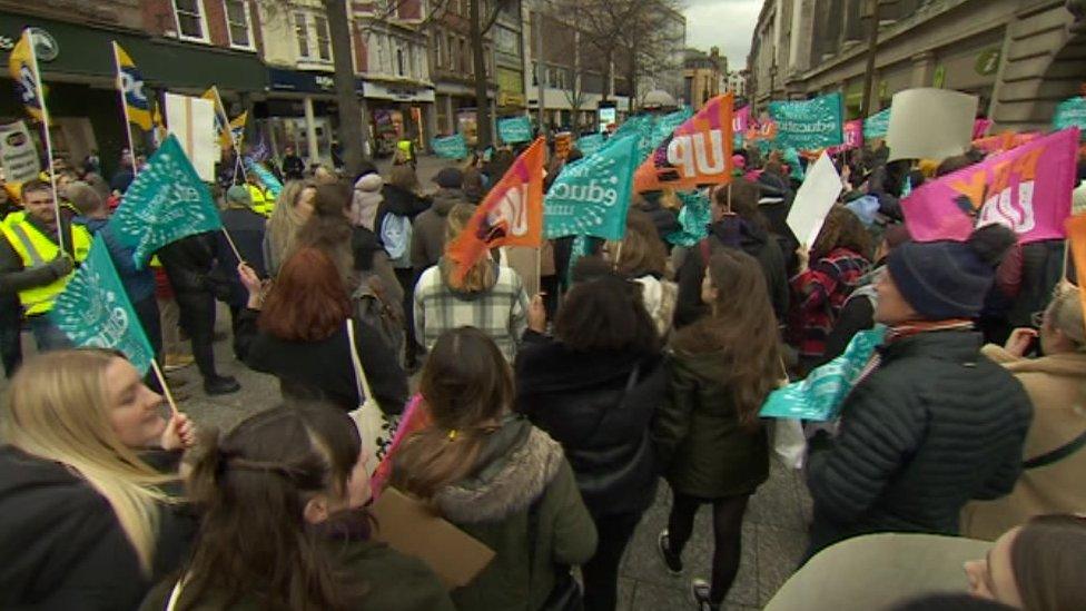 Hundreds gathering in Nottingham's Market Square for a rally