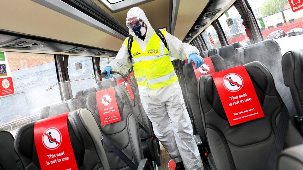 National Express coach being cleaned