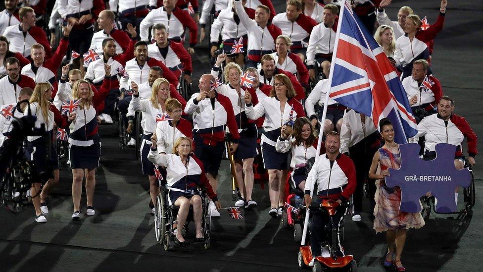 Equestrian rider Lee Pearson, who has won 10 gold medals, led out Great Britain