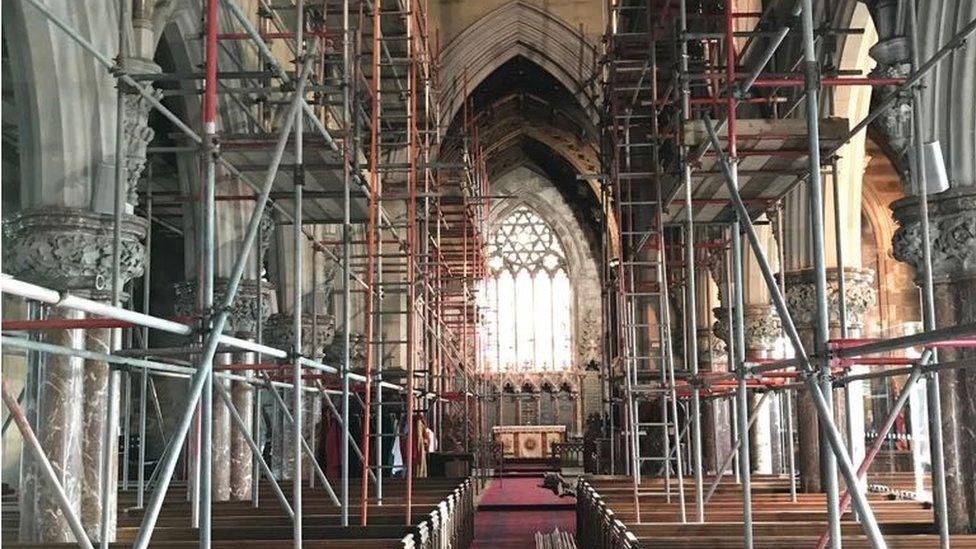 Scaffolding in church