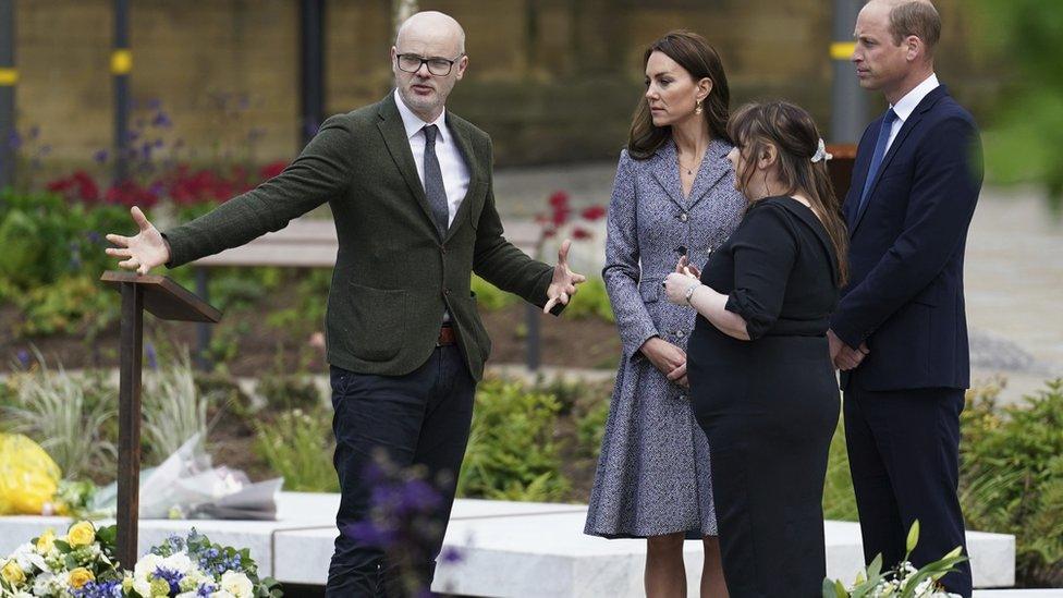 Architect Andy Thomson (left) with the Duke and Duchess of Cambridge