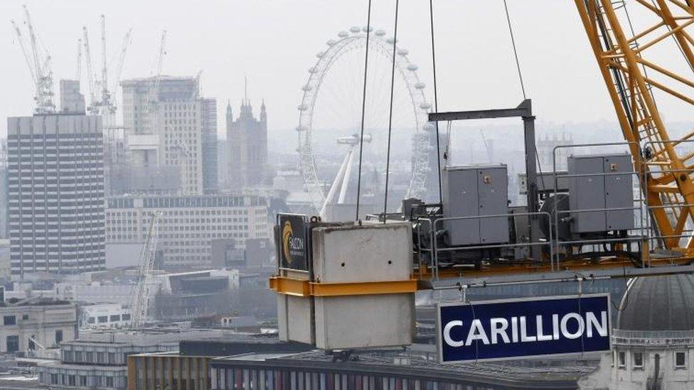 Carillion sign on crane