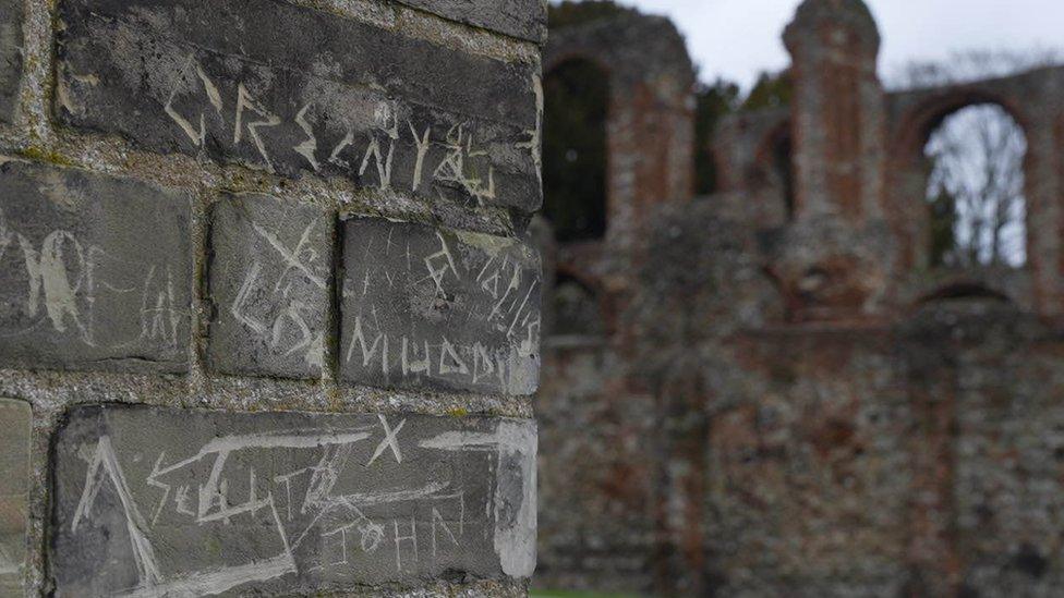 graffiti on the wall of St Botolph#s Church