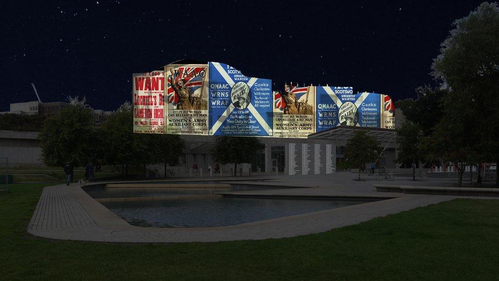 Artist's impression of projection on Holyrood building