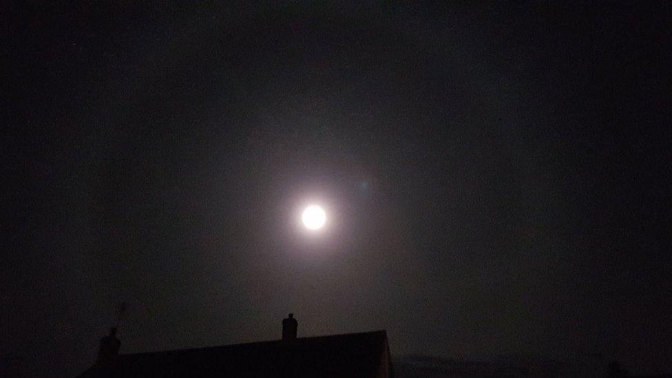 Moon halo, as seen from Cleeve in North Somerset