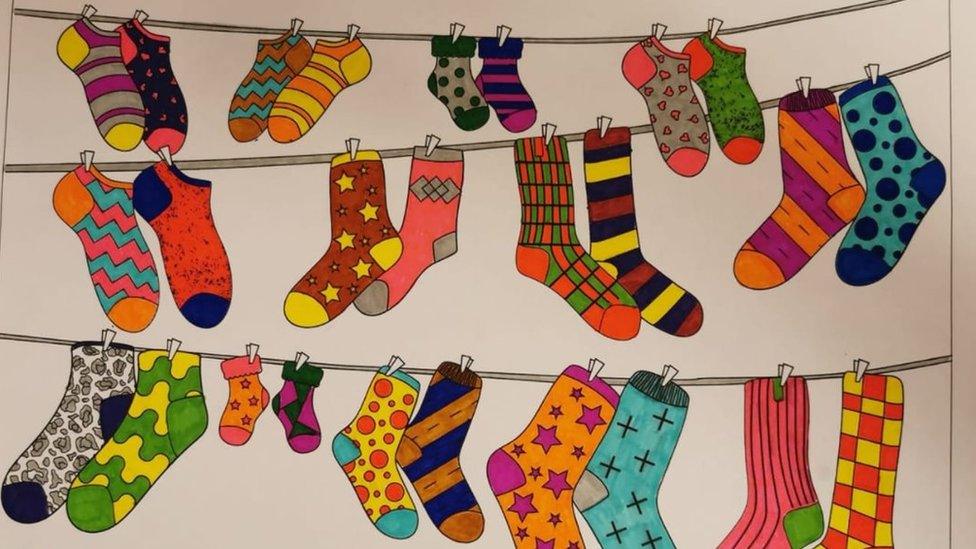 Coloured sock poster