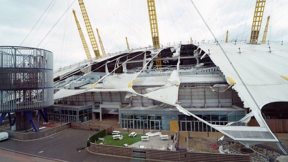 Damaged O2 arena