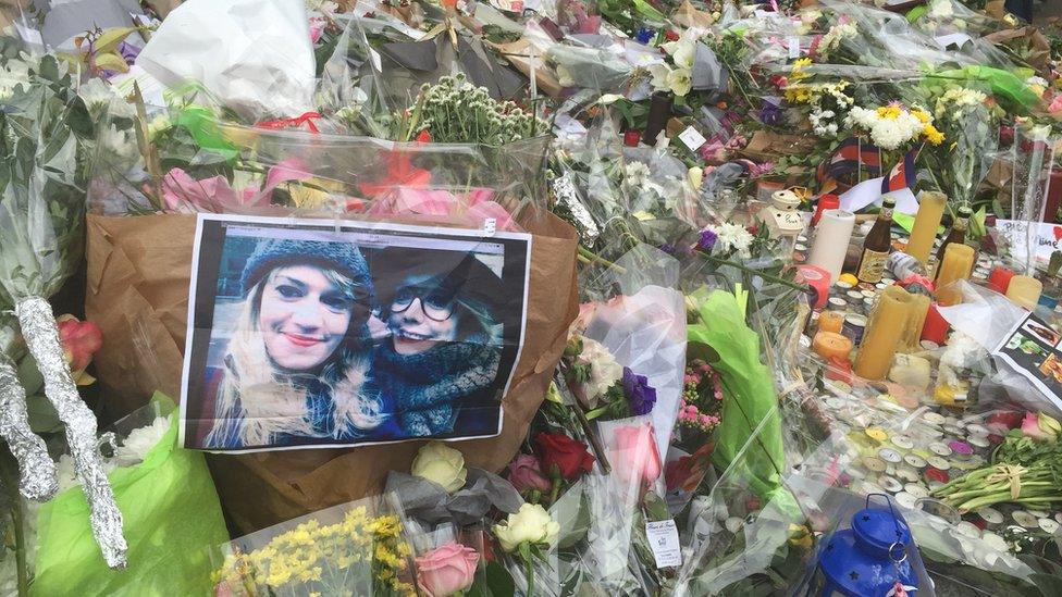 Flowers left outside Le Carillon bar in Paris. 17 Nov 2015