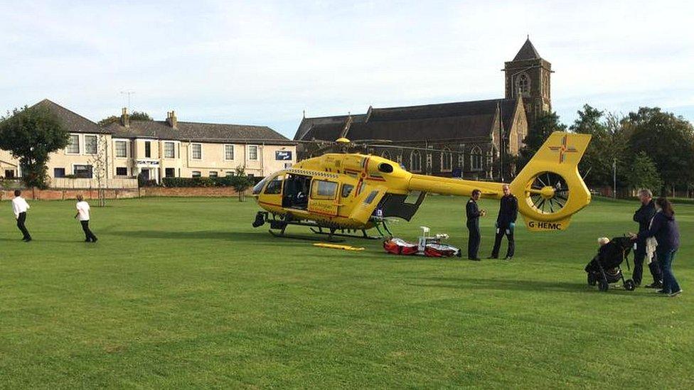 Duke of Cambridge attends to girl in Linslade, Leighton Buzzard