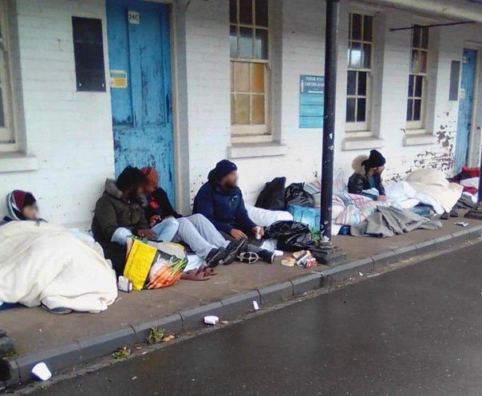 Protesting asylum seekers at Napier Barracks