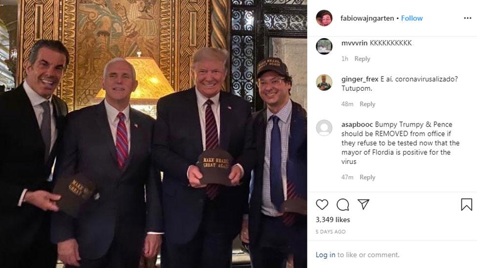 Pence and Trump with Fabio Wajngarten