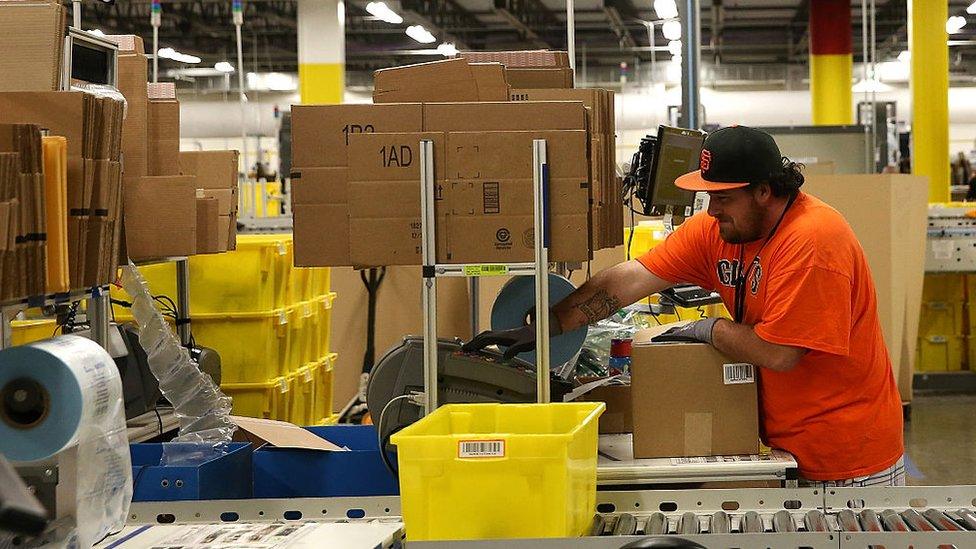 An Amazon worker