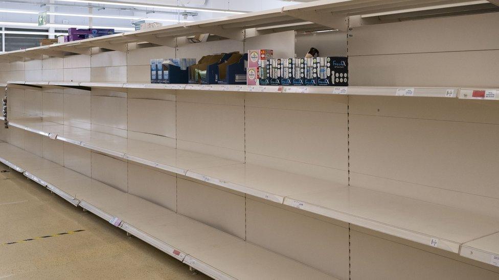 empty supermarket shelves