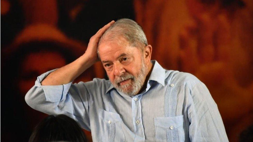 In this file picture taken on January 25, 2018 former Brazilian president Luiz Inacio Lula da Silva gestures during a campaign rally to launch his presidential candidacy for the upcoming October elections