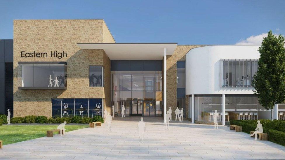 An artist's impression of the new Eastern High School building in Trowbridge