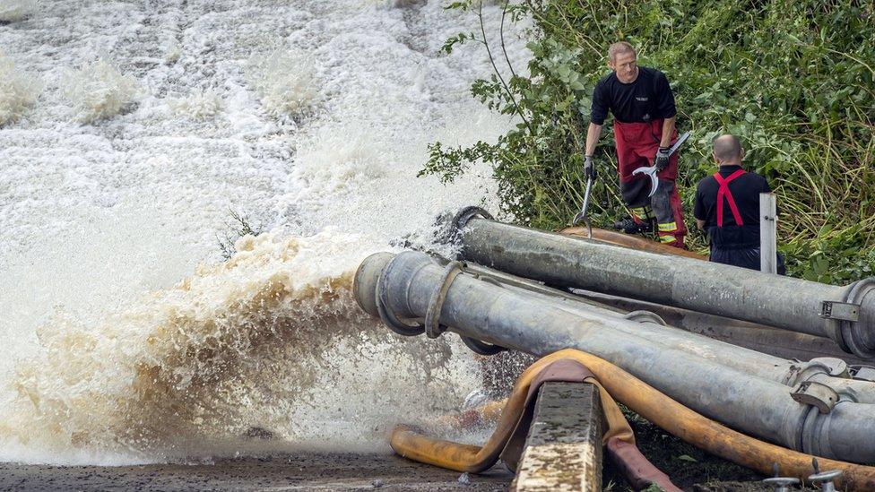 Water pumped out of the reservoir being put into River Goyt