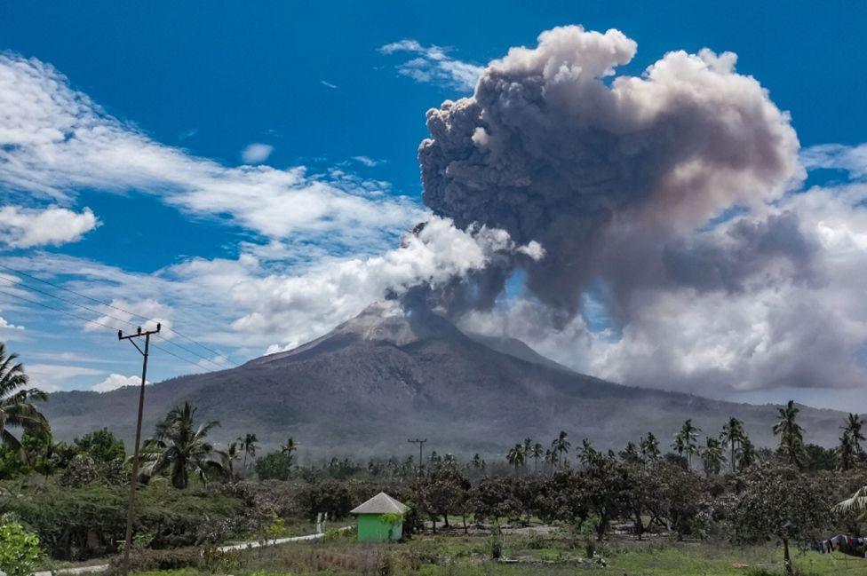 Lewotobi Laki-Laki spews molten lava during an eruption in East Flores Regency, East Nusa Tenggara, Indonesia 