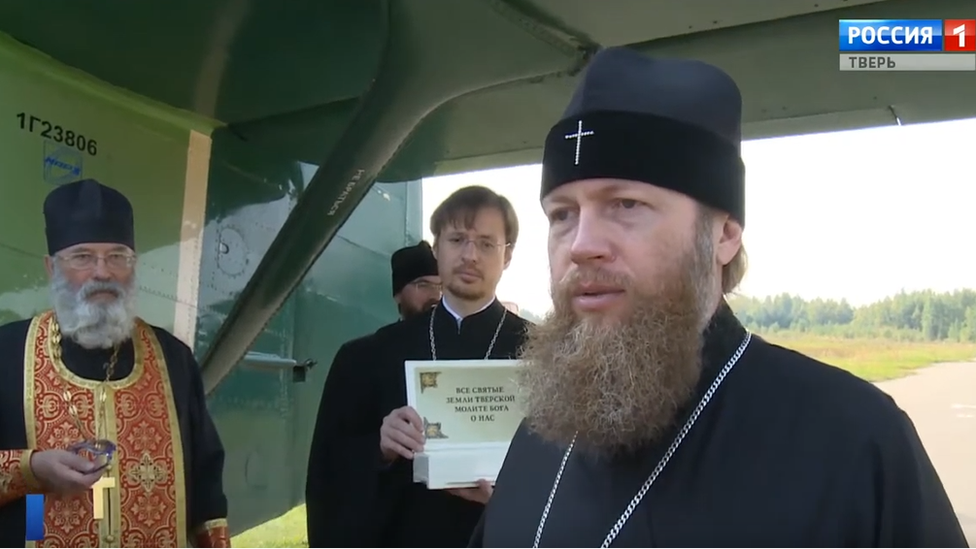 Holy water flight over Tver, Russia, September 2019