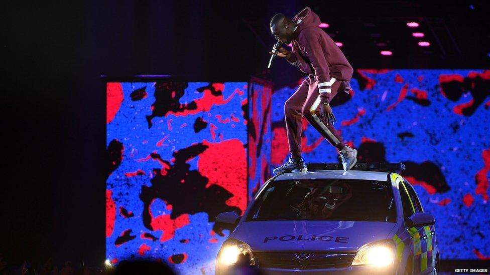 Stormzy performing at the MTV EMAs