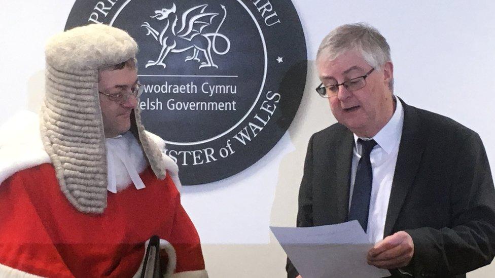 Mark Drakeford and Mr Justice Lewi