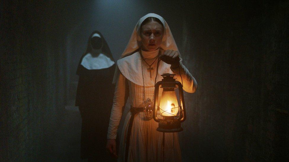 Taissa Farmiga as Sister Irene with Valak