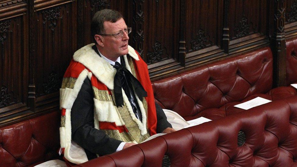 Lord Trimble sitting in the House of Lords