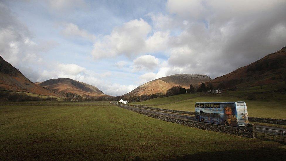 rural area with bus